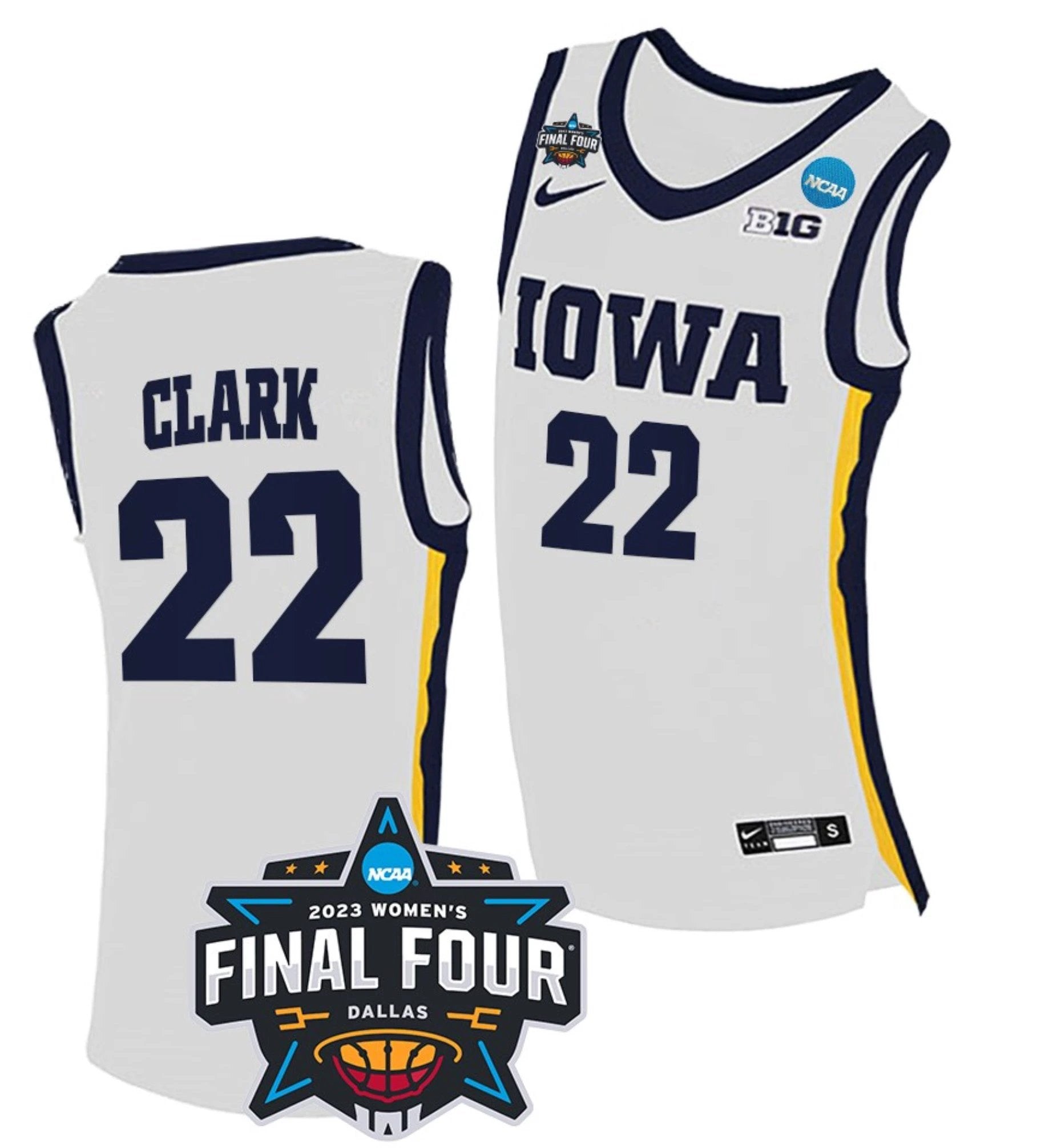 Caitlin Clark Jersey Iowa Hawkeyes College Basketball 2023 NCAA Final Four White #22 by My store basketball