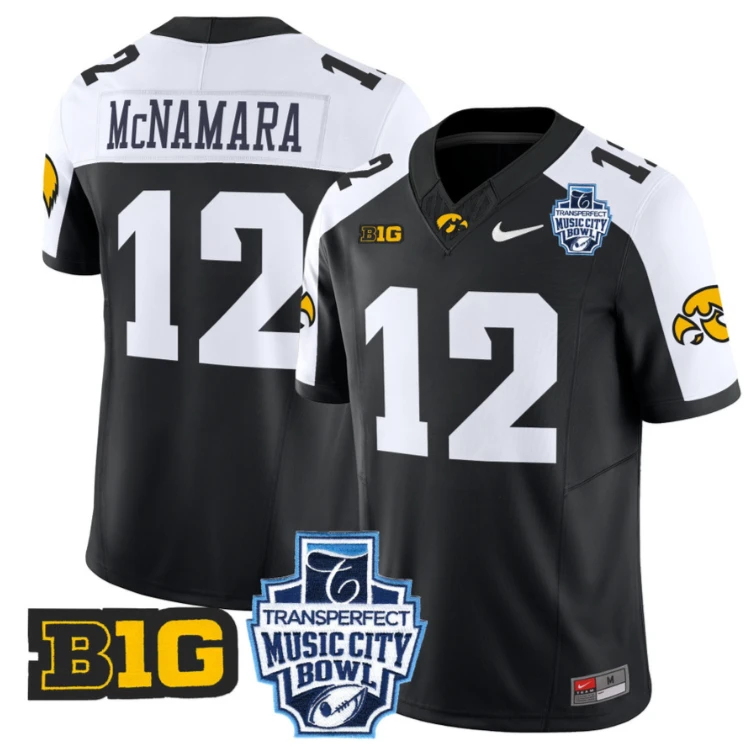 Cade McNamara Jersey #12 Iowa Hawkeyes 2024 Music City Bowl Black Alternate by My Store