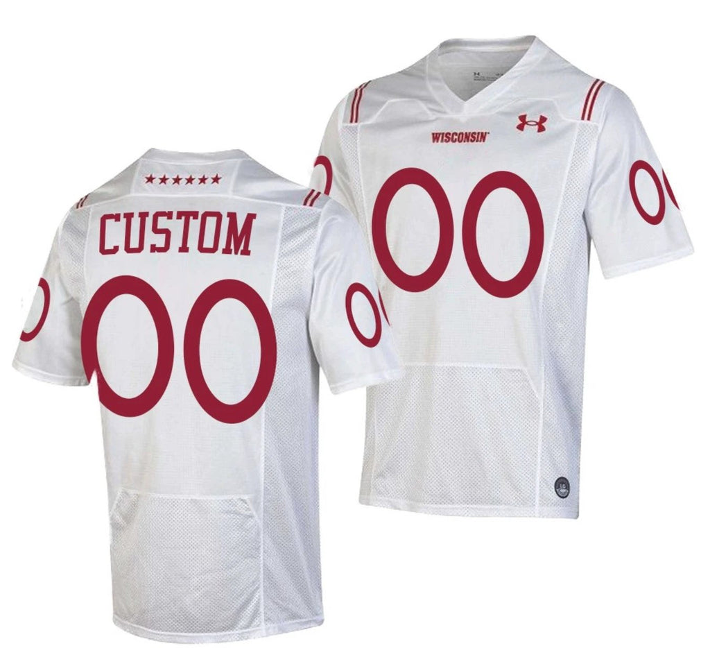 Custom Wisconsin Badgers Jersey Name and Number NCAA College Football Shamrock Series White by My Store