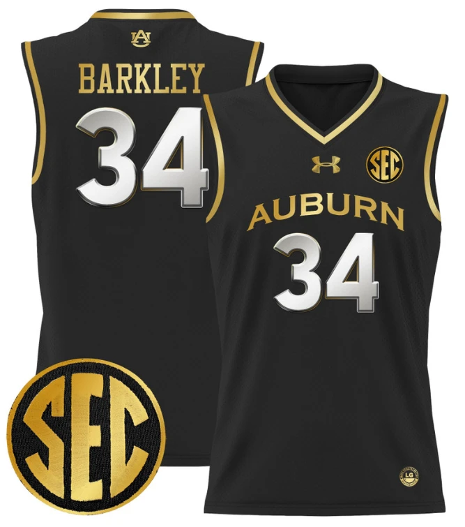 Charles Barkley Jersey #34 Auburn Tigers 2024 Lightweight Basketball Black Gold by My store basketball