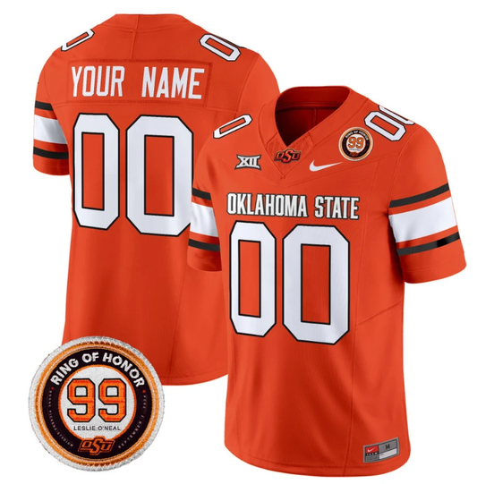 Custom Oklahoma State Cowboys Jersey Name and Number Leslie O'neal Patch Vapor Limited College Football Stitched Orange by My Store