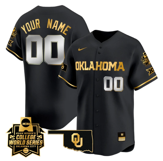 Custom Oklahoma Sooners Jersey 2024 College World Series Vapor Premier Limited NCAA Baseball Stitched Black Gold by My Store