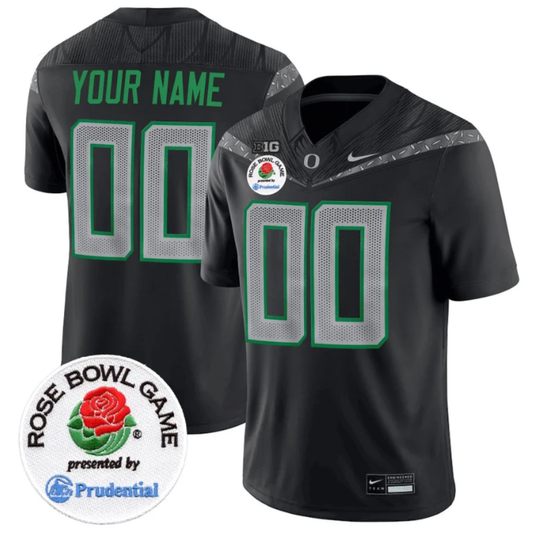 Custom Oregon Ducks Jersey Rose Bowl Patch Vapor Limited V2 Stitched Black by NCAA Football Jersey