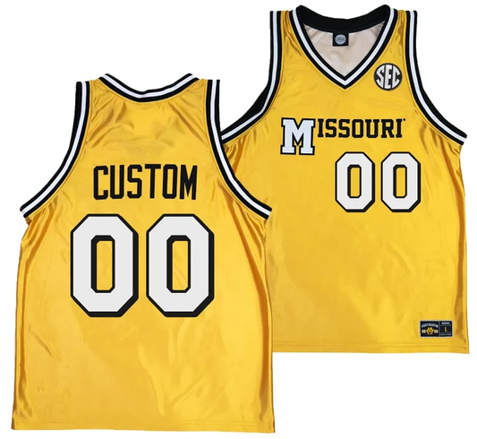 Custom Missouri Tigers Jersey Name and Number Alternate Basketball Throwback Legacy uniform Gold by My store basketball