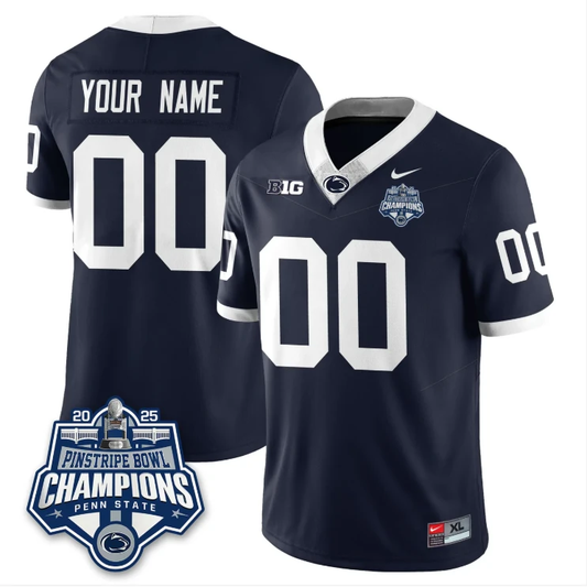 Custom Penn State Jersey 2025 Pinstripe Bowl Champions Vapor Stitched Throwback by NCAA Football Jersey