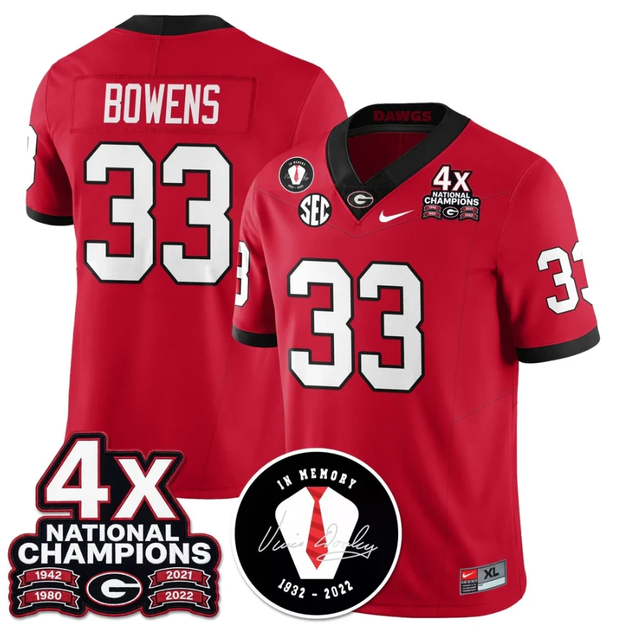 Chauncey Bowens Jersey #33 Georgia Bulldogs 4x-Time National Champions Stitched by My Store NCAA Football Jerseys