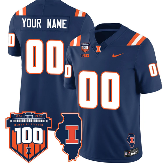 Custom Illinois Fighting Jersey Name and Number Vapor Limited College Football Stitched Navy by My Store