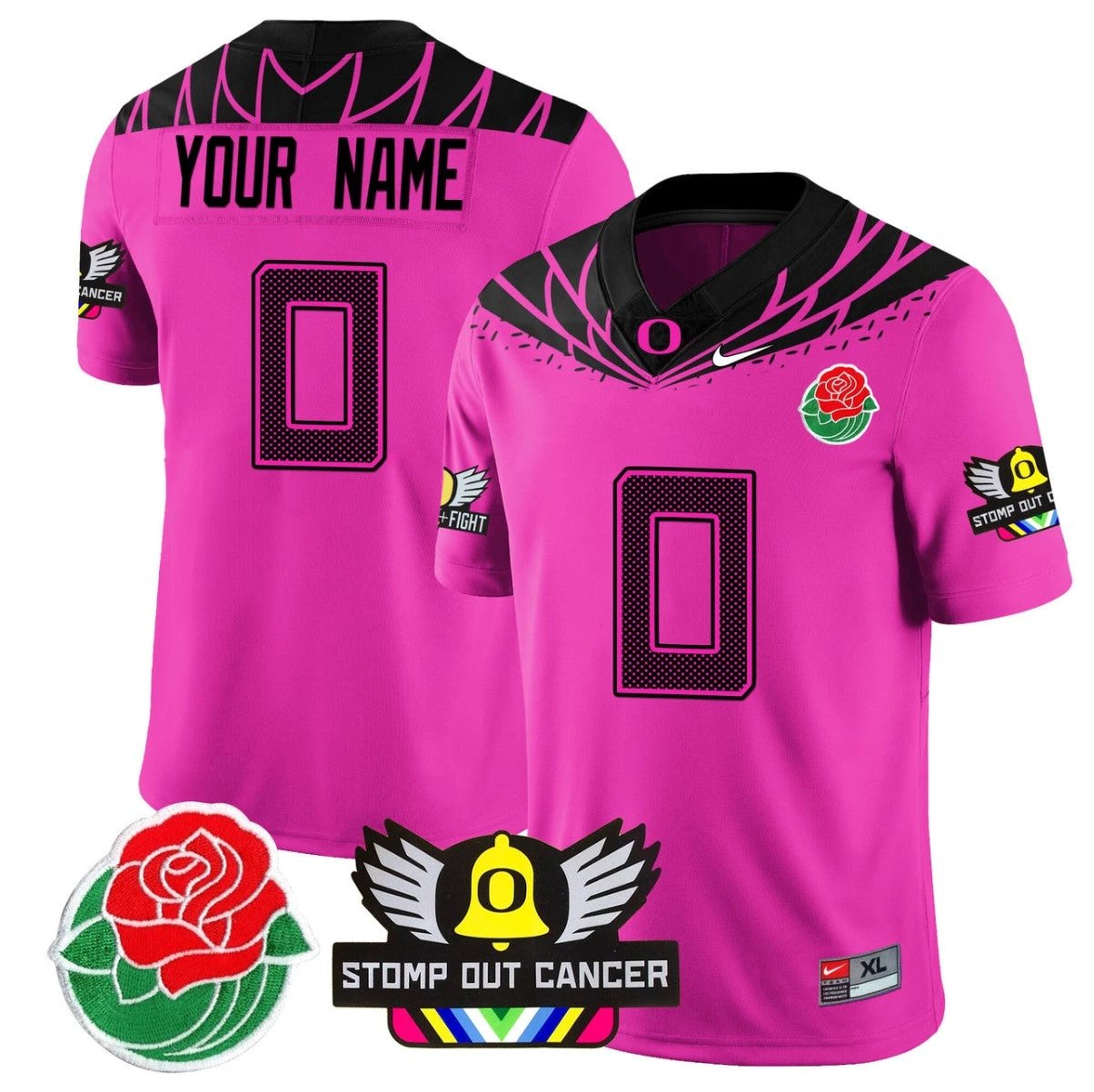 Custom Oregon Ducks Jersey 2024 Rose Bowl Patch Football Stitched Pink by My Store