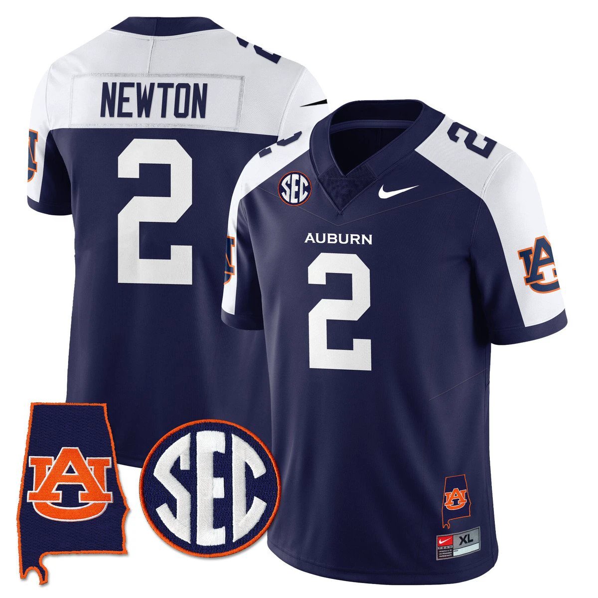 Cam Newton Jersey #2 Auburn Tigers Alabama Patch Vapor Stitched Navy Alter by My Store NCAA Football Jerseys