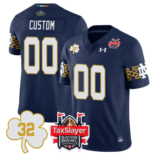 Custom Notre Dame Fighting Irish Jersey Name, Number TaxSlayer Gator Bowl Navy Ireland by My Store