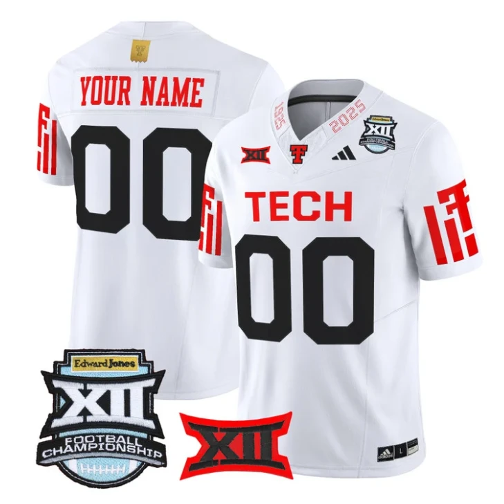 Custom Texas Tech Red Raiders Jersey 2025 Big 12 Championship Stitched by My Store NCAA Football Jerseys
