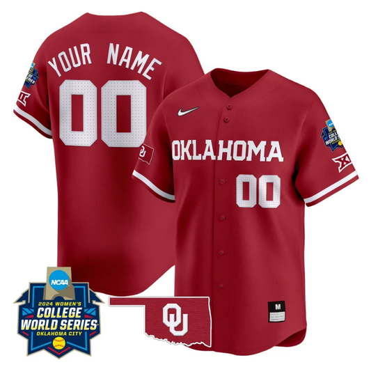Custom Oklahoma Sooners Jersey 2024 College World Series Vapor Premier Limited NCAA Baseball Stitched Crimson by My Store