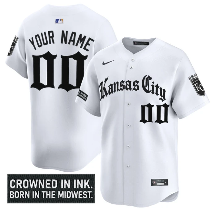 Custom Kansas City Royals Jersey Gothic Crown Edition Vapor Premier Limited Stitched White by My Store