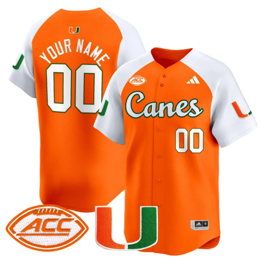 Custom Miami Hurricanes Jersey Name, Number 2024 Baseball V2 White by My Store