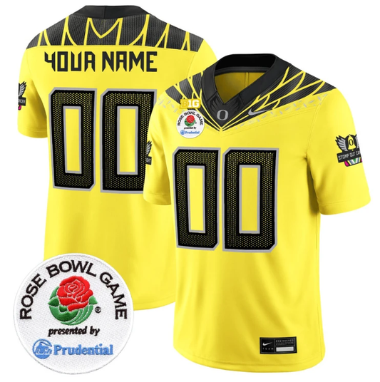Custom Oregon Ducks Jersey Rose Bowl Patch Vapor Limited V2 Stitched Yellow by My Store