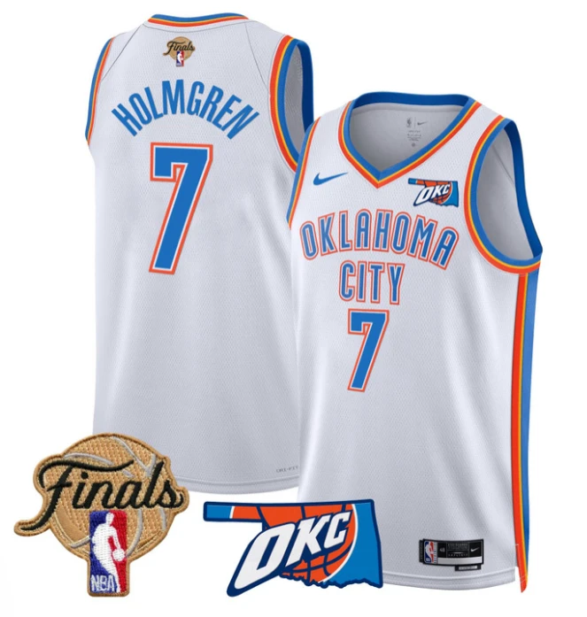 Chet Holmgren Jersey # 7 Oklahoma City Thunder 2025 Finals Swingman Stitched Association by My store basketball