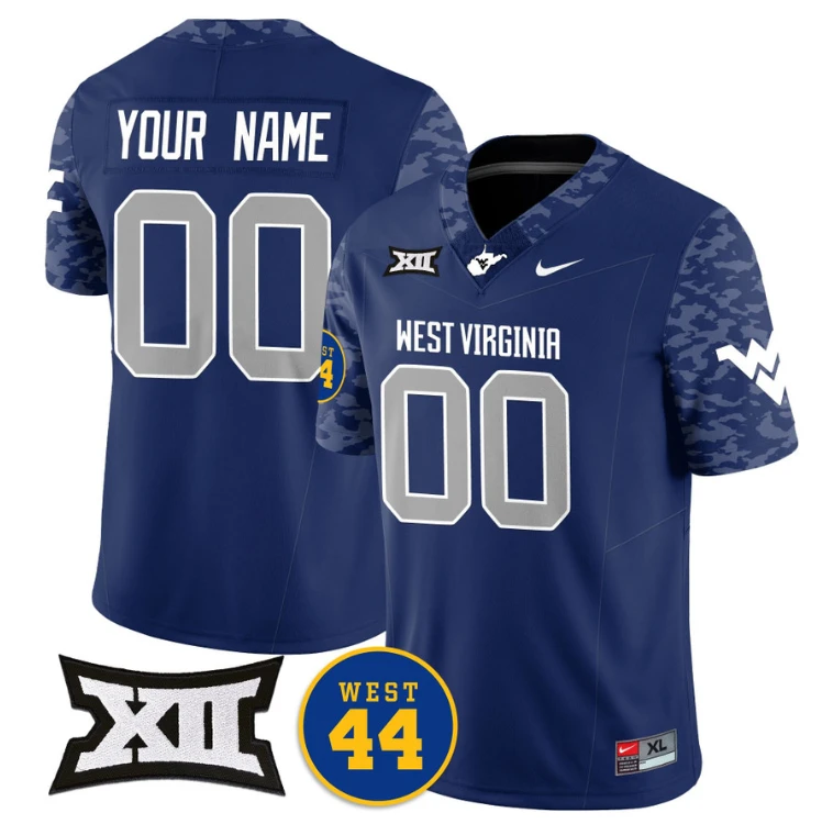 Custom West Virginia Mountaineers Jersey Name and Number 2024 Vapor Limited Football Honor Jerry West Stitched Navy by My Store