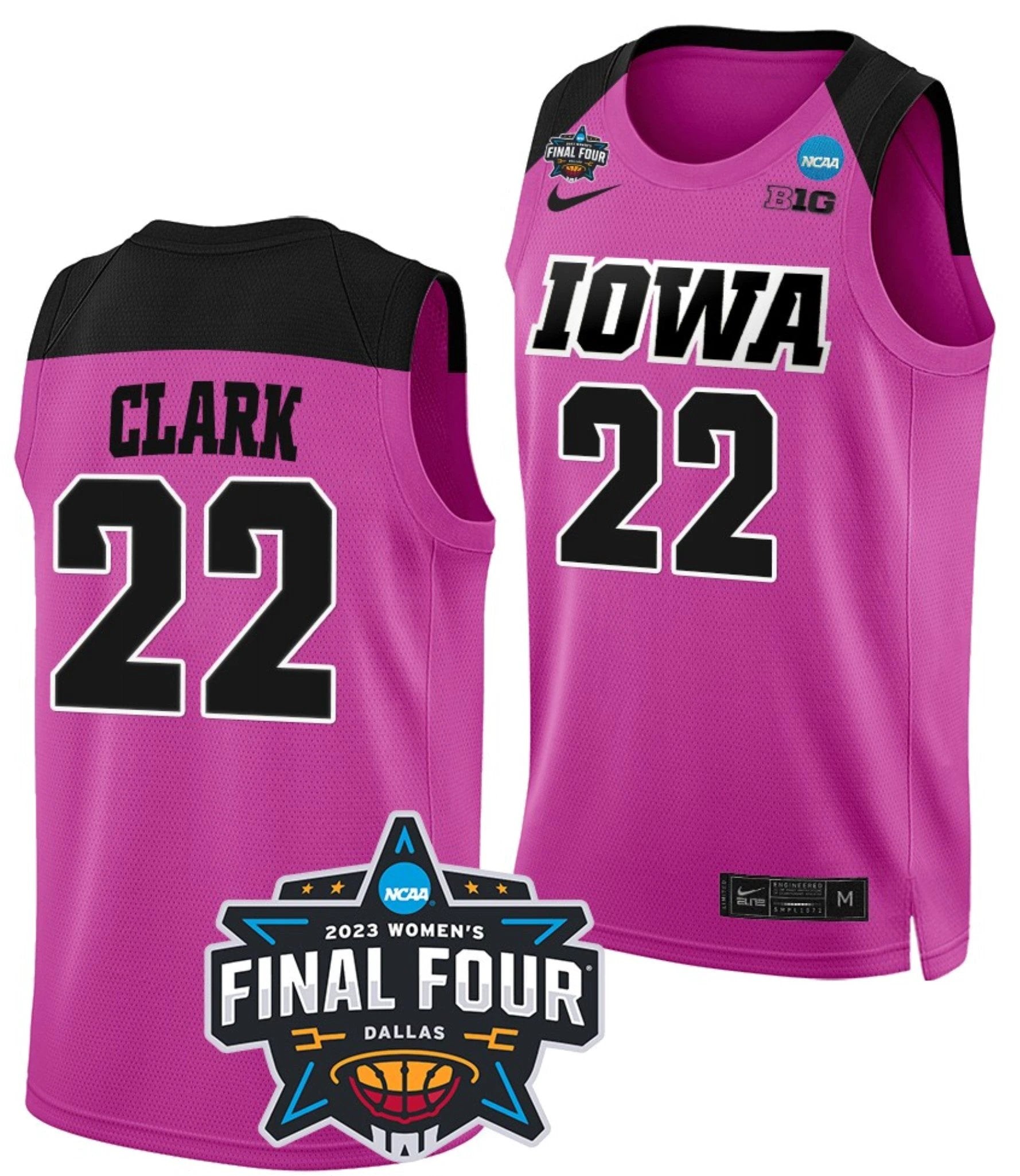 Caitlin Clark Jersey Iowa Hawkeyes College Basketball 2023 NCAA Final Four Pink #22 by My store basketball