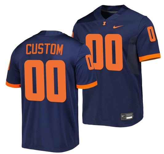 Custom Illinois Fighting Illini Jersey Name and Number NCAA College Football Untouchable Navy by My Store