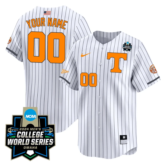 Custom Tennessee Volunteers Jersey 2024 College World Series Vapor Premier Limited NCAA Baseball Stitched Pinstripe by My Store