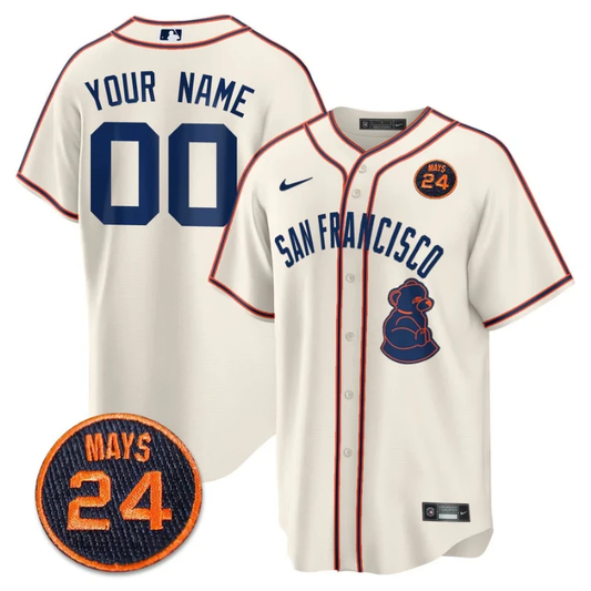 Custom San Francisco Giants Jersey #24 Willie Mays Patch 2024 Vapor Premier Limited Cream by My Store
