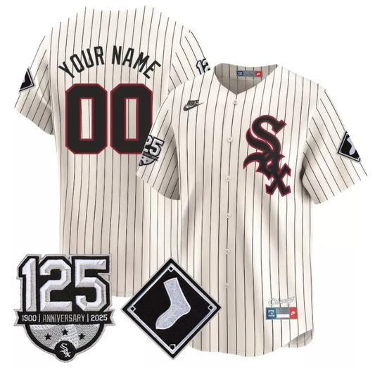 Custom Chicago White Sox Jersey Name, Number 125th Anniversary Stitched Cream by My Store