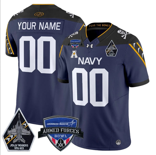Custom Navy Midshipmen Jersey 2025 Armed Forces Bowl Patch Navy by My Store
