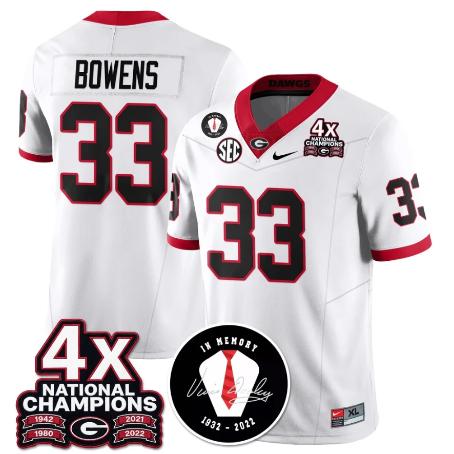 Chauncey Bowens Jersey #33 Georgia Bulldogs 4x-Time National Champions Stitched by My Store NCAA Football Jerseys