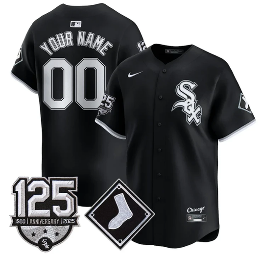 Custom Chicago White Sox Jersey Name, Number 125th Anniversary Stitched Black by My Store