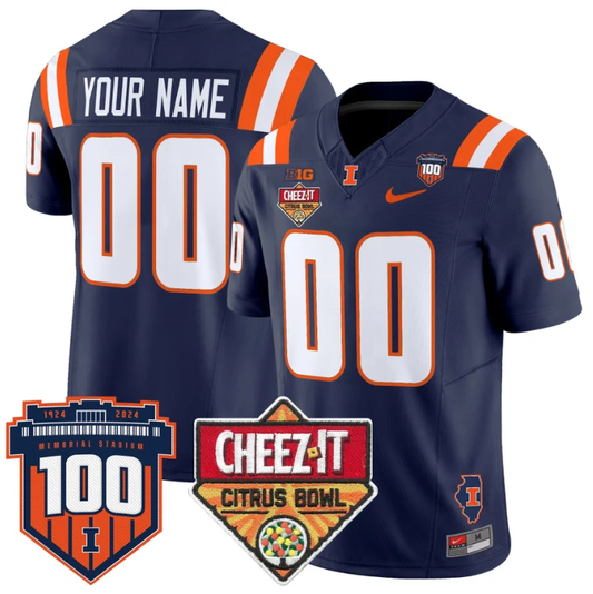 Custom Illinois Fighting Jersey 2025 Cheez-It Citrus Bowl Navy by My Store