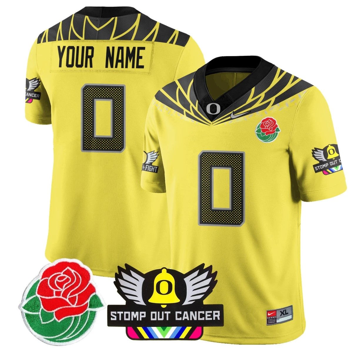 Custom Oregon Ducks Jersey 2024 Rose Bowl Patch Football Stitched Yellow by My Store