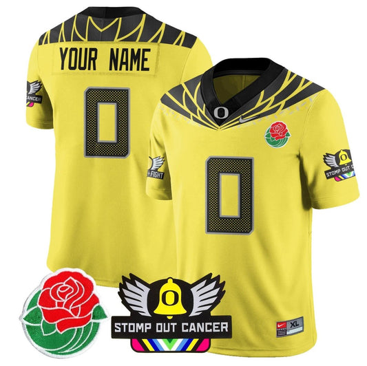Custom Oregon Ducks Jersey 2024 Rose Bowl Patch Football Stitched Yellow by My Store