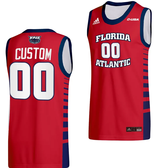 Custom FAU Owls Jersey Name and Number College Basketball Replica Red by My store basketball