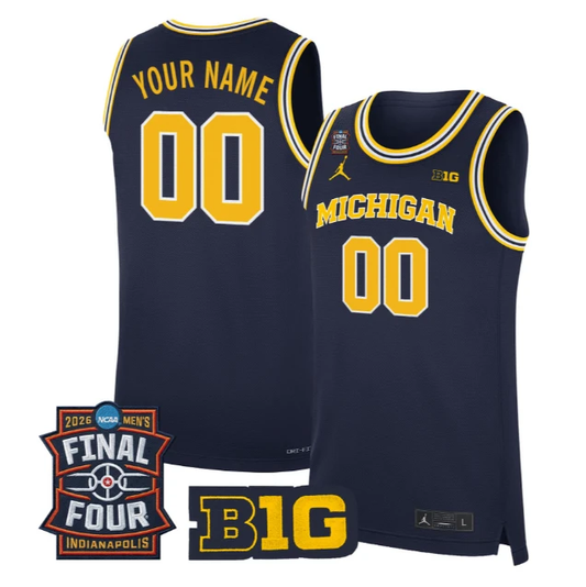 Custom Michigan Wolverines Jersey 2026 Final Four Patch Basketball Stitched Navy by My store basketball