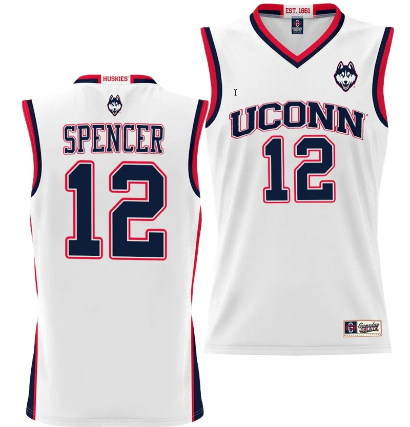 Cam Spencer Jersey #12 UConn Huskies NIL College Basketball Lightweight White by My store basketball