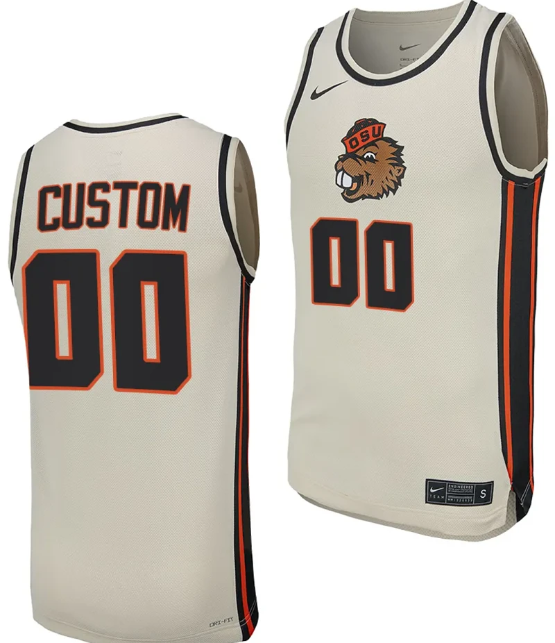 Custom Oregon State Beavers Jersey Name and Number College Basketball Replica uniform White by My store basketball