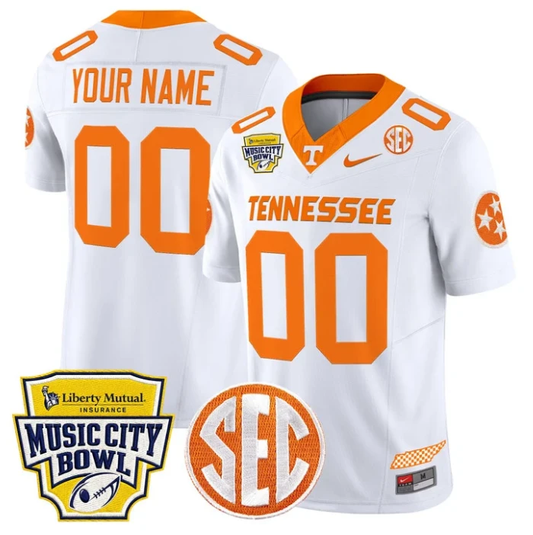 Custom Tennessee Volunteers Jersey 2025 Music City Bowl Vapor Limited White by NCAA Football Jersey