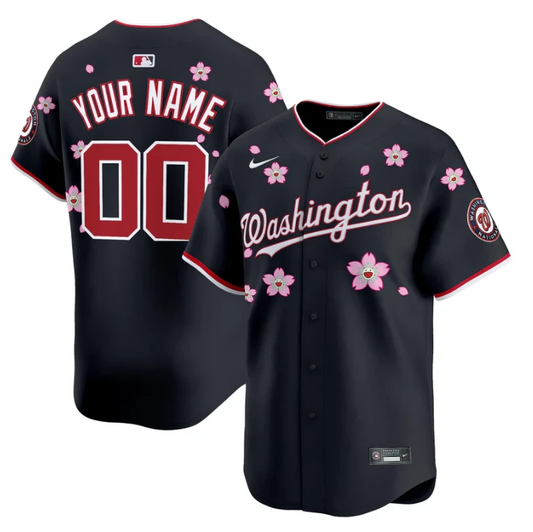 Custom Washington Nationals Jersey Name, Number Cherry Blossom Vapor Premier Limited Stitched Navy by My Store