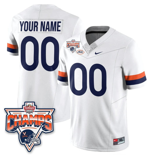 Custom Virginia Cavaliers Jersey 2025 TaxSlayer Gator Bowl Champions White by NCAA Football Jersey