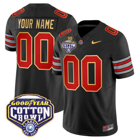 Custom Ohio State Jersey 'Heritage Stripe' Cotton Bowl Patch Black by My Store