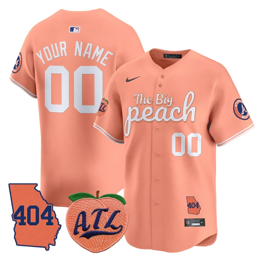 Custom Atlanta Braves Jersey 404 & The Big Peach Vapor Premier Limited Stitched Peach by My Store