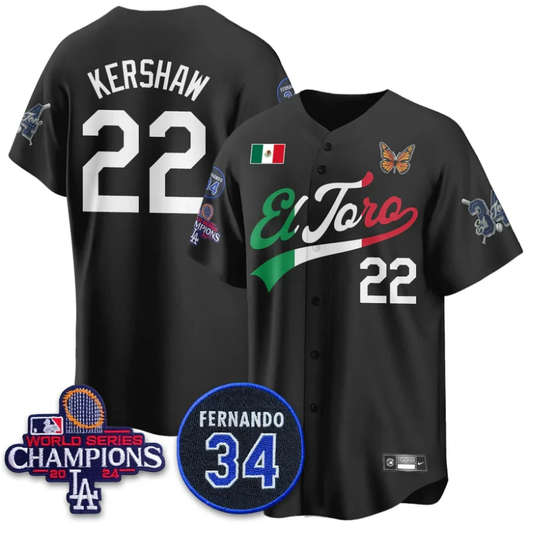 Clayton Kershaw Jersey #22 Dodgers Mexican El Toro For 34 Stitched Black by My Store