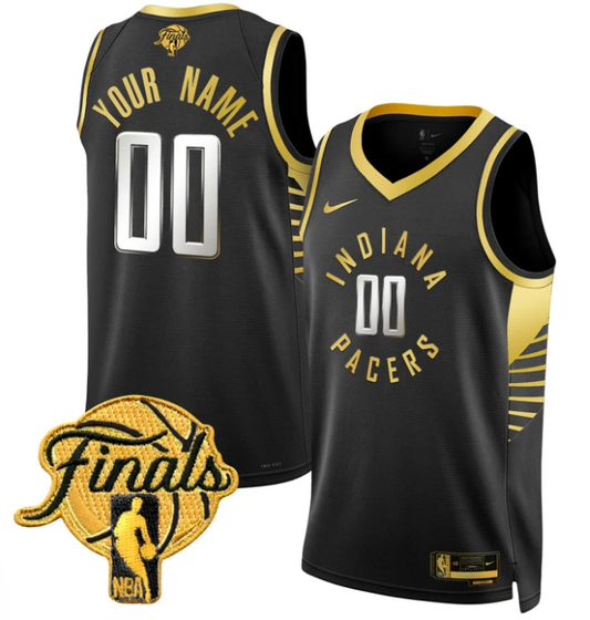 Custom Indiana Pacers Jersey 2025 Finals Swingman Stitched Black Gold by My store basketball