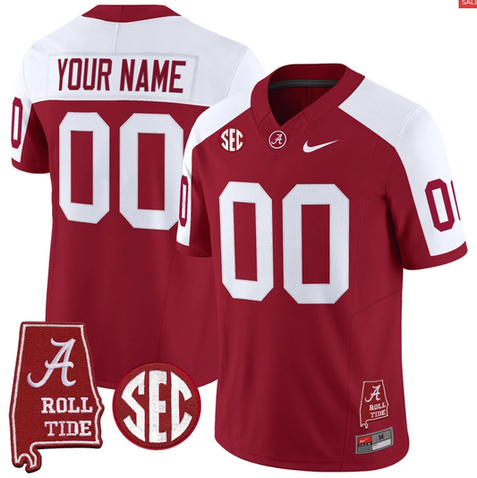 Custom Alabama Crimson Jersey Throwback Alabama Map Stitched Crimson Alternate by My Store