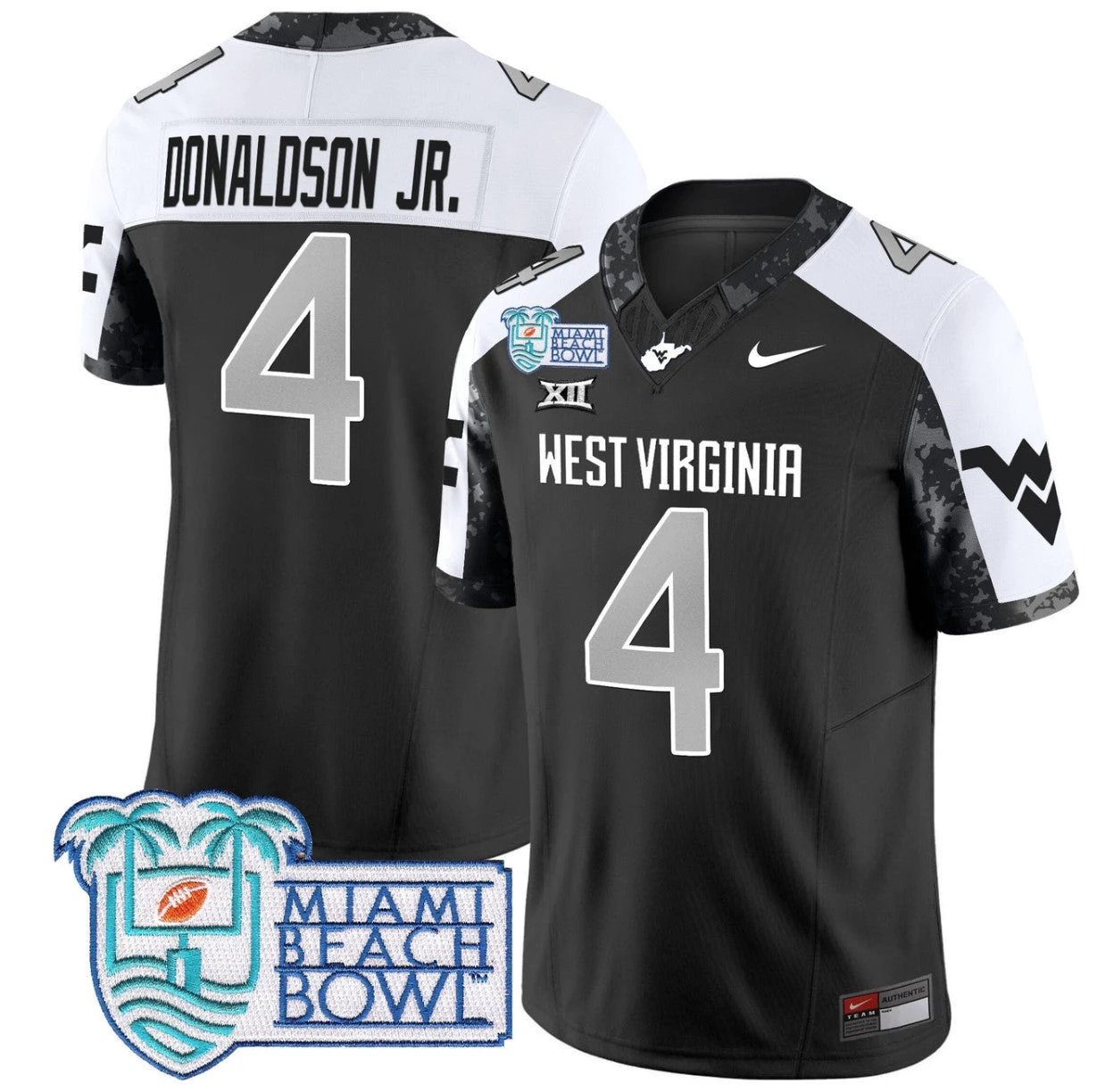 CJ Donaldson Jr Jersey #4 West Virginia Mountaineers 2025 Miami Beach Bowl Alternate by My Store