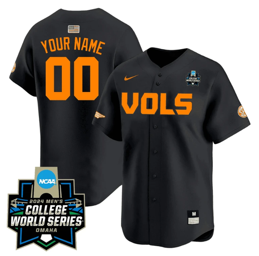 Custom Tennessee Volunteers Jersey 2024 College World Series Vapor Premier Limited NCAA Baseball Stitched Black by My Store