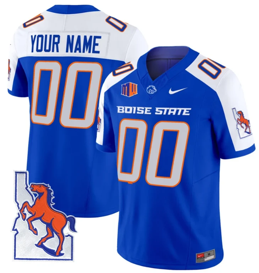 Custom Boise State Broncos Jersey Name, Number Map Patch Vapor Football Royal Alternate by My Store
