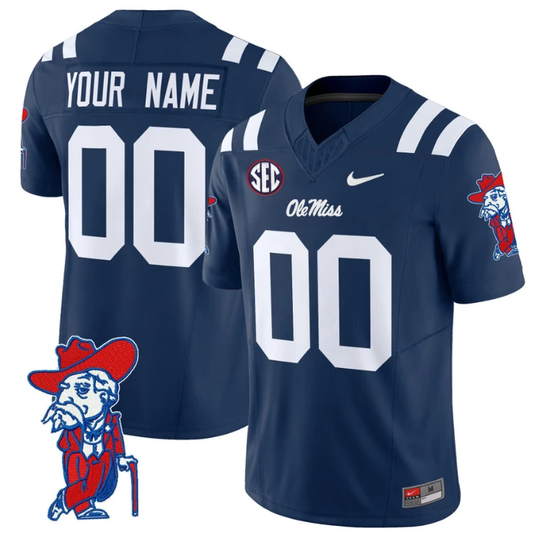 Custom Ole Miss Rebels Jersey Name and Number Vapor Limited College Football Stitched Navy by My Store