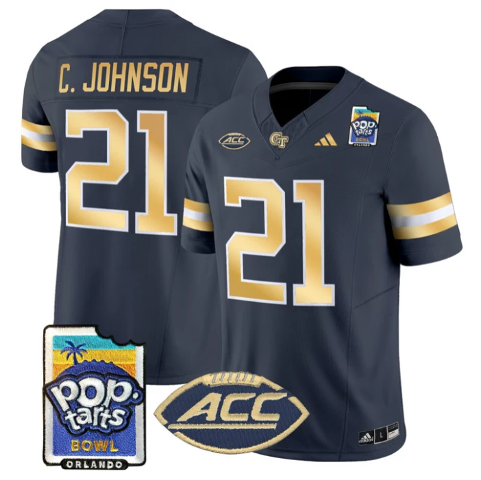 Calvin Johnson Jersey #21 Georgia Tech Jackets Pop-Tarts Bowl Stitched by My Store NCAA Football Jerseys