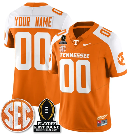 Custom Tennessee Vols Jersey Playoff First Round Patch Football Orange Alternate by NCAA Football Jersey